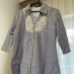 ストライプレースシャツ　ブラウス
