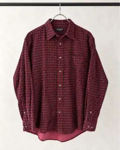90s old UNIQLO コーデュロイ　チェックシャツ 長袖　XL レッド
