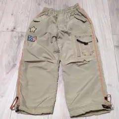 カーゴパンツ ベージュ パッチ付き　裏地起毛付き　100
