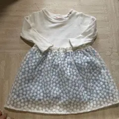 ベベ　キスドロップ　花柄刺繍の七分袖ワンピースのサムネイル