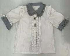 J251 夢展望　Dear,My Love 三連ビジュー　半袖ブラウス