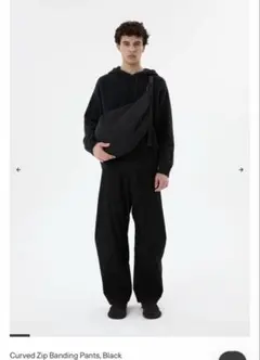 amomento Curved Zip Banding Pants BLACK