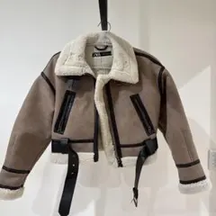 ZARA ブラウン ボアジャケット ショート丈