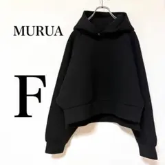 MURUA 黑色連帽短版寬鬆休閒帽T F