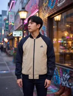 adidas ジャンパー ベージュ・ネイビー