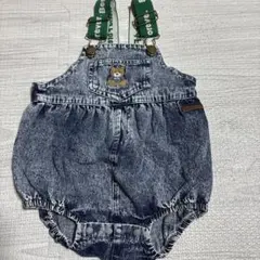 【美品】デニムロンパース クマ刺繍付き