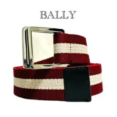 【美品】バリー　ベルト　ストライプ　ダブルリング　シルバー　レッド　レザーのサムネイル