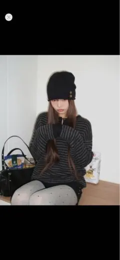 韓国ブランド　ストライプ長袖ニット