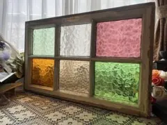 希少 建具 窓枠 昭和レトロ レトロガラス インテリア アンティーク ビンテージ secondhand012_g0134-l