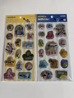 パペットスンスン　ポップデコパーティ　シール　ブルー・イエローセット