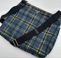PRADA ショルダーバッグ タータンチェック ナイロン グリーン