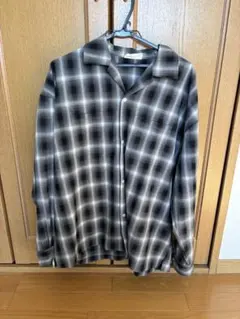 チェック柄 長袖ネルシャツ ブラックホワイト