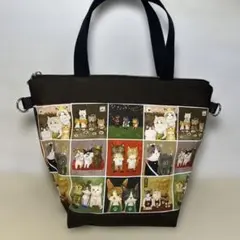 25cmファスナートートバッグ/ハンドメイド/クリクリ目の猫2