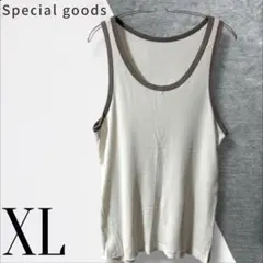 「即日発送」XL UNIQLOホワイトタンクトップ ノースリーブリブ編みのサムネイル