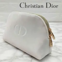 ディオール CDロゴ ポーチ コスメポーチ ホワイト ゴールド金具 小物入れ