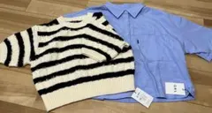GRL2点セット ニットトップス[ab136h]ショート丈シャツ[fo1929］