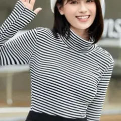 ボーダー長袖ハイネック(Lサイズ)