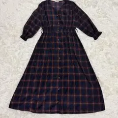 グラシア　チェック柄　シャツワンピース　ロング　L 長袖