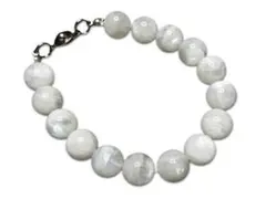 ムーンストーン約11mmブルーシラー有り天然石ワイヤー仕上げブレスレット1