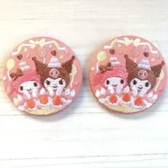 マイメロ クロミ サンリオ 缶バッジ 刺繍 キャラクター ビスケット 食玩