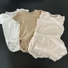 H&M 半袖ロンパース パンツ セット 2-4ヶ月 オーガニックコットン 肌着
