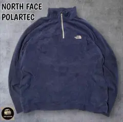 THE NORTH FACEハーフジップ刺繍ロゴフリースPOLARTECナス紺