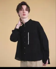 美品 ★COUMN /コラム ◎ウィンドウペーンバンドカラーシャツ　Mサイズ