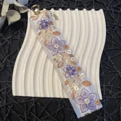 インド刺繍リボン ハンドストラップ チャーム キーホルダー ハンドメイド