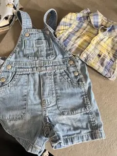 baby GAP デニムオーバーオール + carter's チェックシャツ