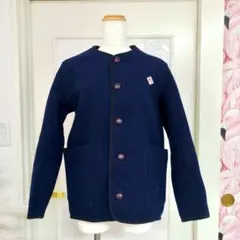 DANTON ノーカラー ウールコート 36 レディース ネイビー ジャケットのサムネイル
