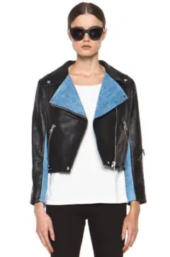 acne ★Rita デニム×レザー ライダースジャケット コート32のサムネイル