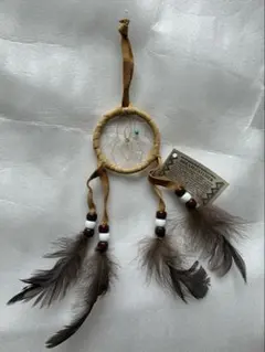 【ハンドメイド】ドリームキャッチャー 本革 フェザー ターコイズ