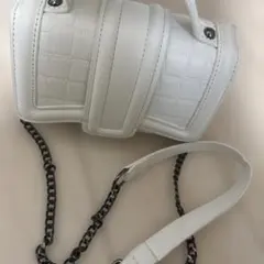 ホワイト クロコダイルパターン ショルダーバッグ