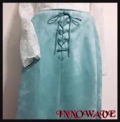 [ほぼ美品✧︎INNOWAVE]レースアップ スウェードスカートティファニーブルー