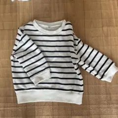 白と黒のストライプ トレーナー 80 裏起毛　長袖