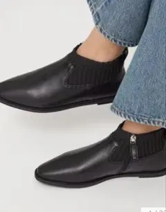 green label relaxing フラット ショートブーツ 23.5 黒