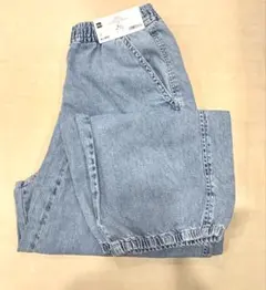 GU girls ライトデニムカーゴバレルレッグパンツjr 63ブルー　S