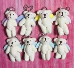 天使の翼付きクマ ミニマスコットぬいぐるみ　8個セット