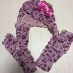 USJ ユニバ ハローキティ マフラーハット ヒョウ柄 キティ