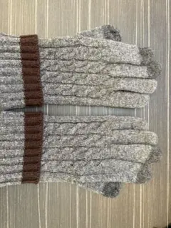 Nicoleケーブル編みニット手袋 グレー