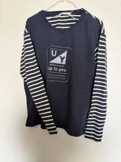 ピュアルセシン　ネイビー ストライプ 長袖Tシャツ