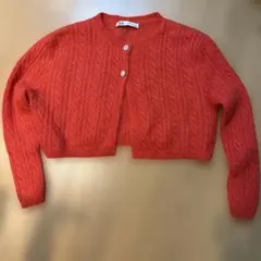 ZARA オレンジ ニットカーディガン S赤