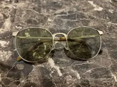 Zoff ゴールドラウンドフレームグリーンレンズサングラス（度入り）