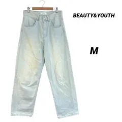 BEAUTY&YOUTH 淡色デニムパンツ ワイドストレート ライトブルー M