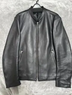 【期間限定割引中】ブラックレザージャケット スタンドカラー
