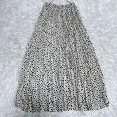 GLACIER グラシア ベージュ 黒 ドット柄プリーツスカート M 美品
