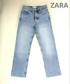 ZARA　ハイウエストストレートデニム　カットオフ