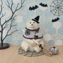 しろくま貯金箱◇ハロウィンセット(クモ＆クモの巣ポンチョ）