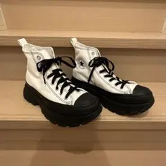 【26cm】コンバース ハイカット スニーカー ホワイト/ブラック 厚底