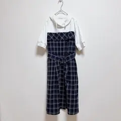 アクシーズファム　ワンピース　ドッキング　チェック　フード付き　カジュアル